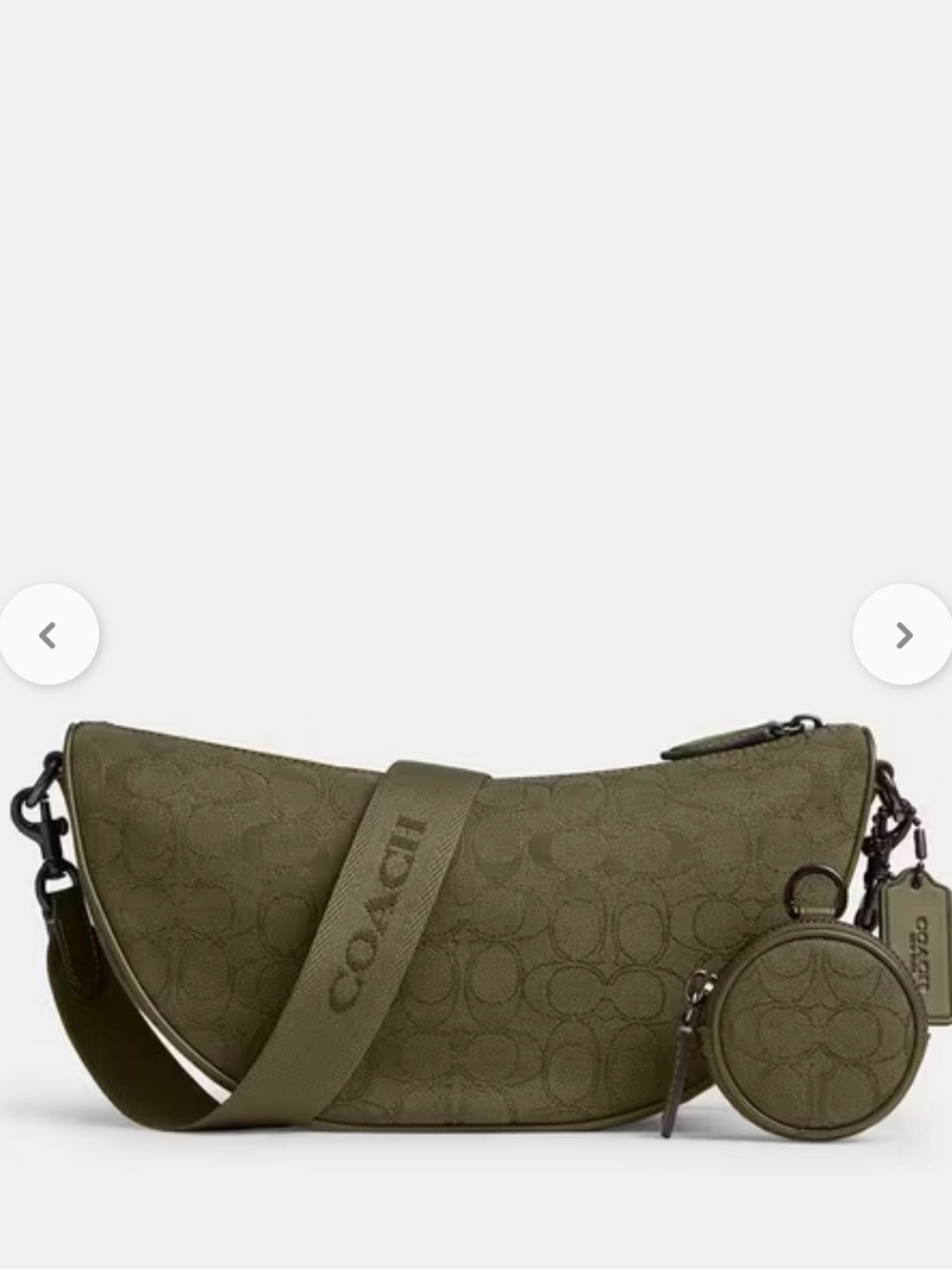 Coach Olive Signature Crescent Bag with Coin Pouch